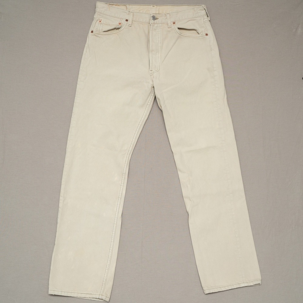 Vintage 90s Levis 501 Neutral Biege Denim USA Made Tagged 34‎ 32
